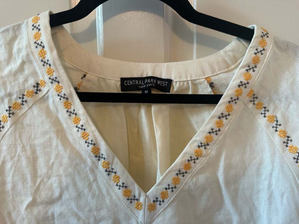 Anthropologie Yellow Embroidered Boho Blouse - Picture 7 of 8